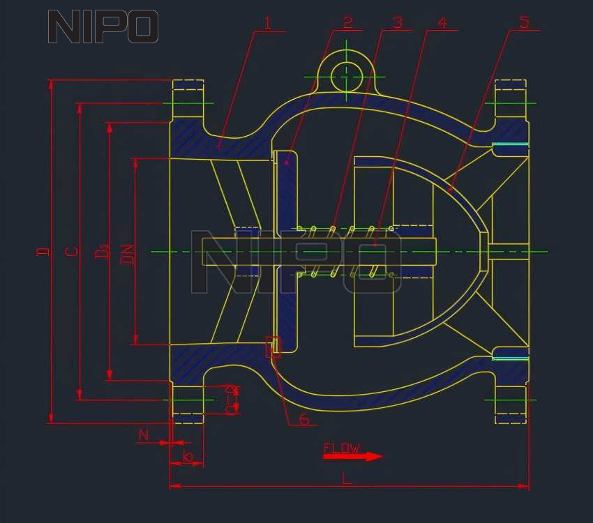 Low-Pressure Drop Axial Flow Check Valve, Streamlined Design